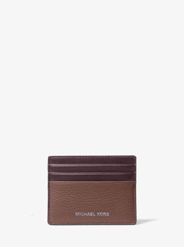 Panske Penazenky Michael Kors Cooper Pebbled Leather Tall Card Case Hnede - Doplnky Michael Kors Vypredaj | LEDNW-1629